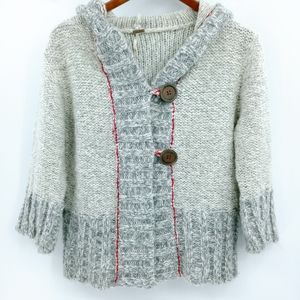 Free People Chunky Button Front Hooded Sweater